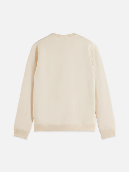 Scotch & Soda Chest Logo Regular Fit  Sweatshirt - Eggnog