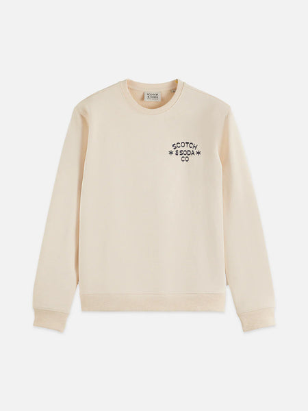 Scotch & Soda Chest Logo Regular Fit  Sweatshirt - Eggnog
