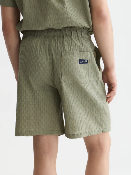 Scotch & Soda Jacquard Seersucker Bermuda Shorts - Oil Green