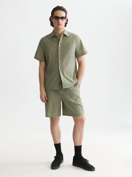 Scotch & Soda Jacquard Seersucker Bermuda Shorts - Oil Green