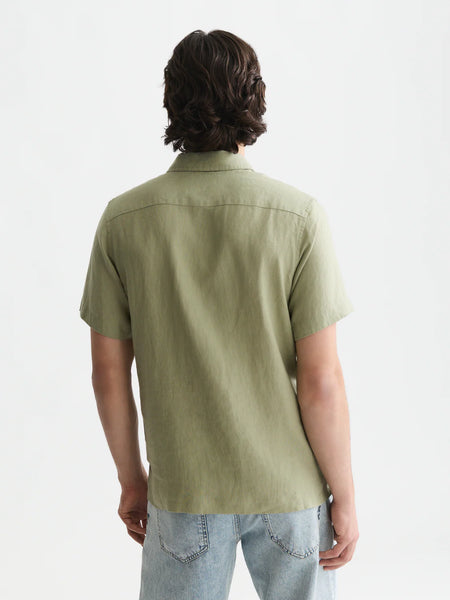 Scotch & Soda Core Linen S/S Shirt - Oil Green