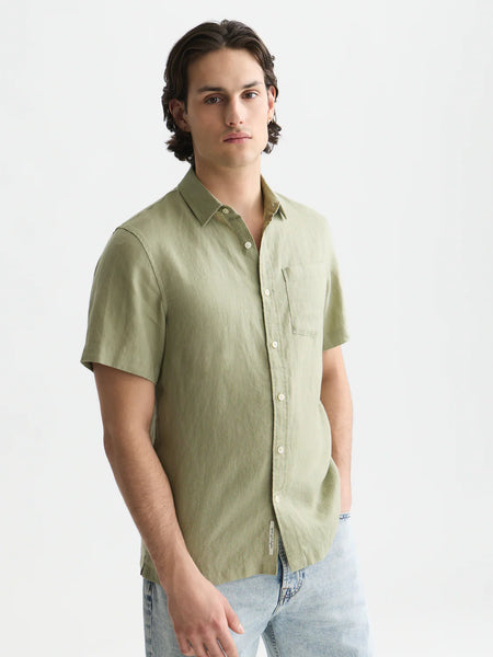 Scotch & Soda Core Linen S/S Shirt - Oil Green