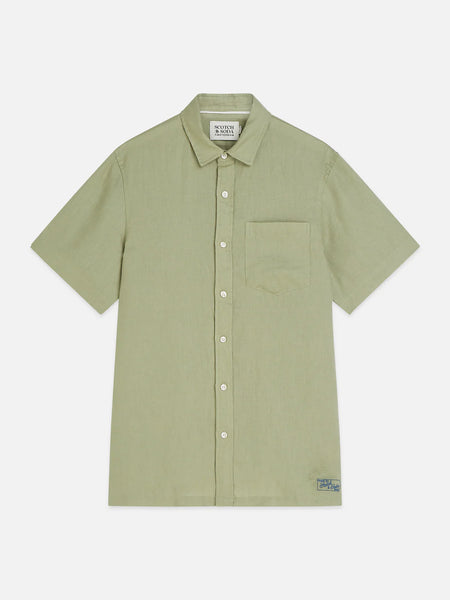 Scotch & Soda Core Linen S/S Shirt - Oil Green