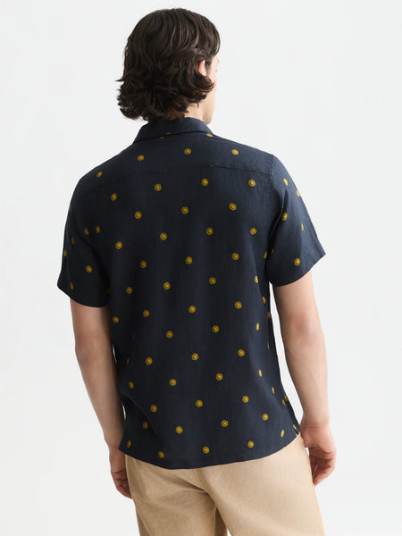 Scotch & Soda Linen Print S/S Shirt - Tiles Stars/Gold Flake