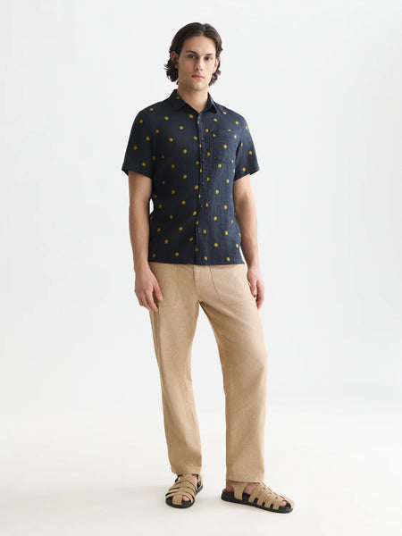 Scotch & Soda Linen Print S/S Shirt - Tiles Stars/Gold Flake
