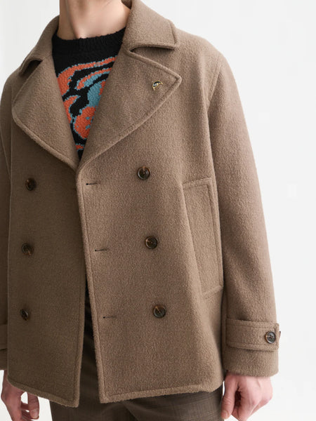 Scotch & Soda Wool Blend Pea Coat - Walnut