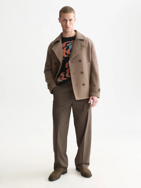 Scotch & Soda Wool Blend Pea Coat - Walnut