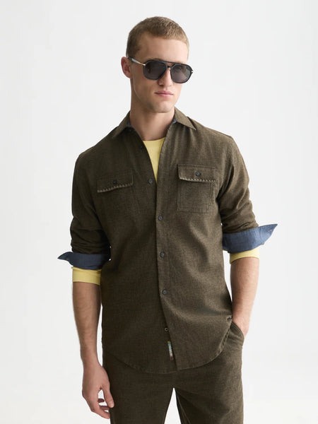 Scotch & Soda Melange Regular Fit Shirt - Forest Night (Green)