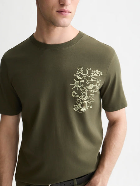 Scotch & Soda  Artwork Tee - Forest Night (Green)