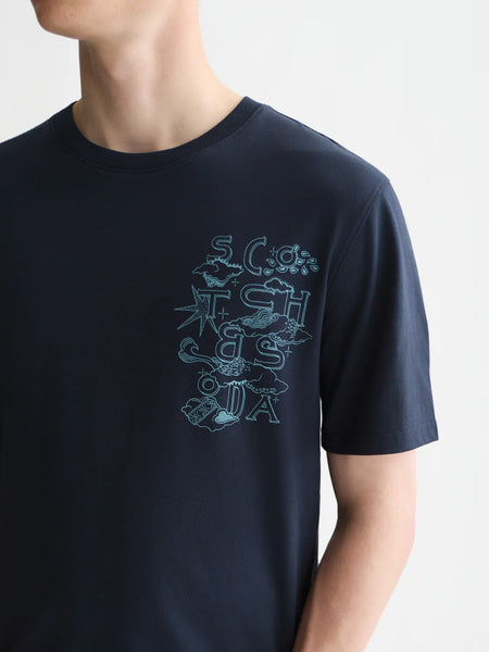 Scotch & Soda Artwork Tee - Sky Captain (Blue)
