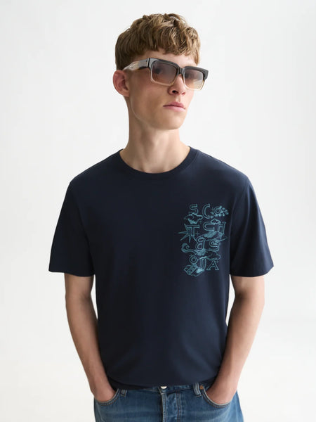 Scotch & Soda Artwork Tee - Sky Captain (Blue)