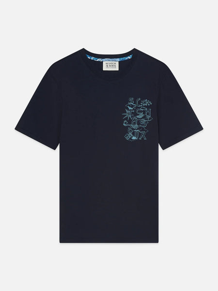 Scotch & Soda Artwork Tee - Sky Captain (Blue)