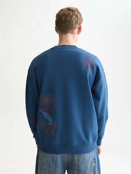 Scotch & Soda Embroidered Relaxed Fit Sweatshirt - Ensign Blue