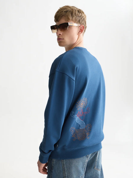 Scotch & Soda Embroidered Relaxed Fit Sweatshirt - Ensign Blue