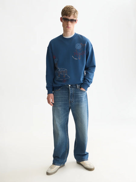 Scotch & Soda Embroidered Relaxed Fit Sweatshirt - Ensign Blue
