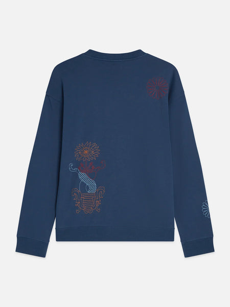 Scotch & Soda Embroidered Relaxed Fit Sweatshirt - Ensign Blue
