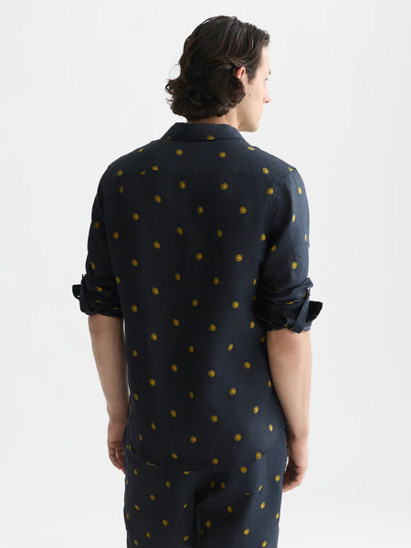 Scotch & Soda L/S Printed Linen Shirt - Tiles Stars/Gold Flake