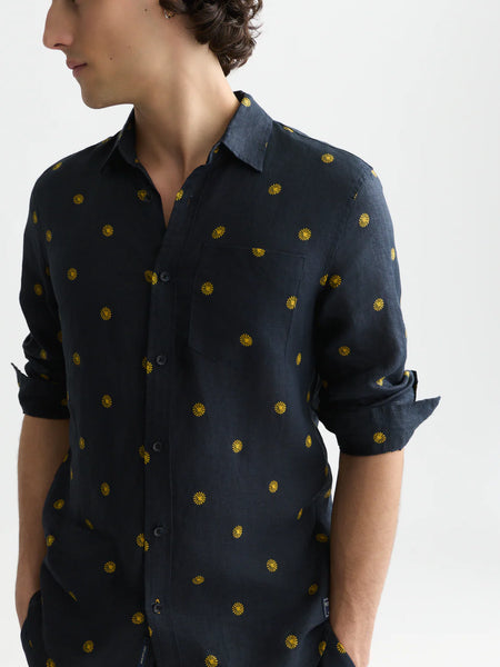 Scotch & Soda L/S Printed Linen Shirt - Tiles Stars/Gold Flake