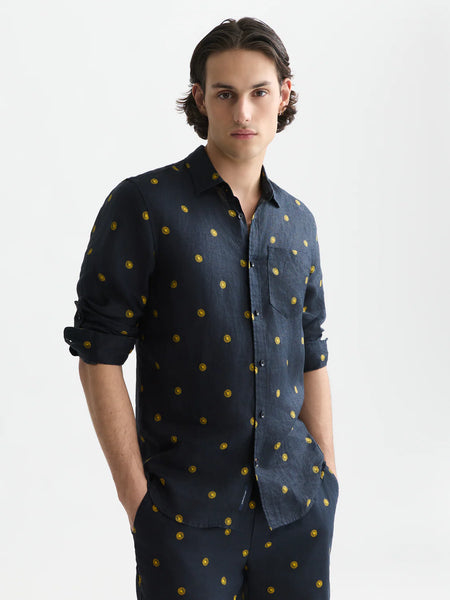Scotch & Soda L/S Printed Linen Shirt - Tiles Stars/Gold Flake