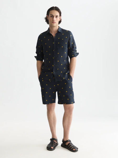 Scotch & Soda L/S Printed Linen Shirt - Tiles Stars/Gold Flake