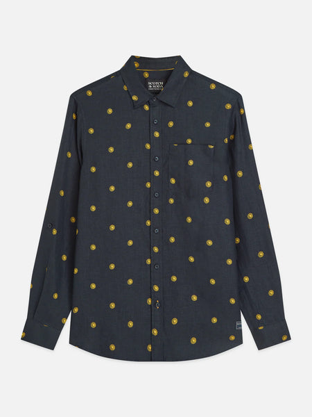 Scotch & Soda L/S Printed Linen Shirt - Tiles Stars/Gold Flake