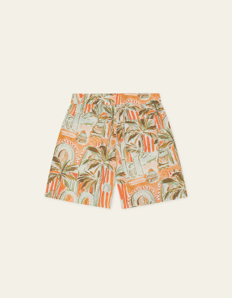 Les Deux Palm AOP Shorts - Raw Sienna Orange