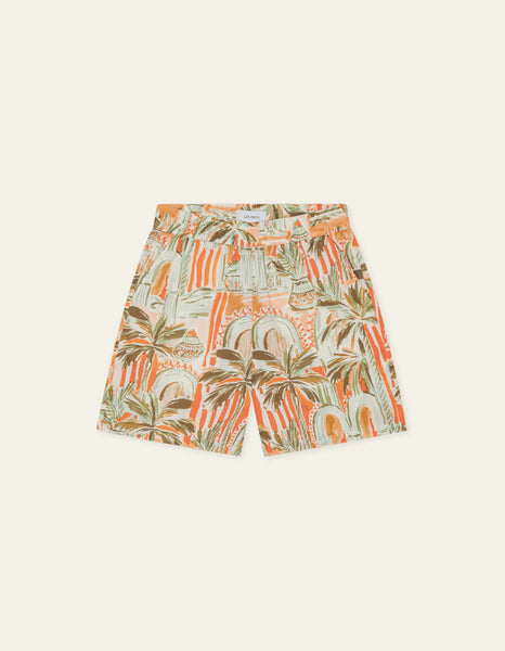 Les Deux Palm AOP Shorts - Raw Sienna Orange