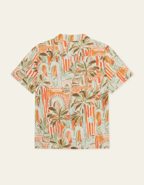 Les Deux Palm AOP S/S Shirt - Raw Sienna Orange