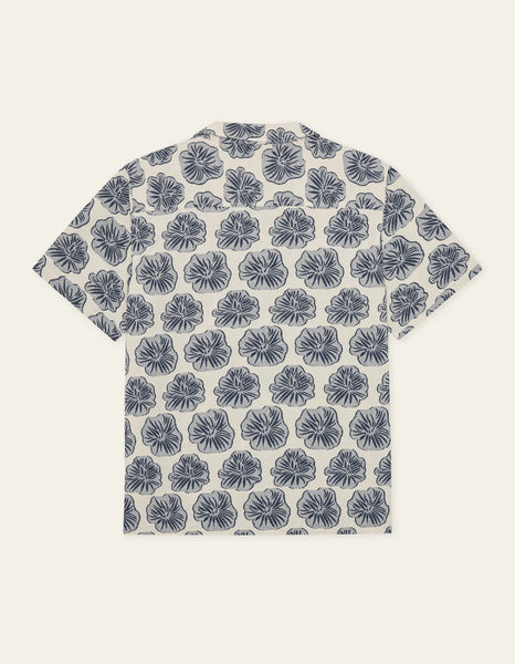 Les Deux Dahlia Jacquard S/S Shirt - Dark Denim Blue