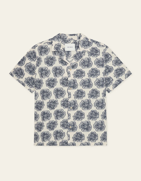 Les Deux Dahlia Jacquard S/S Shirt - Dark Denim Blue