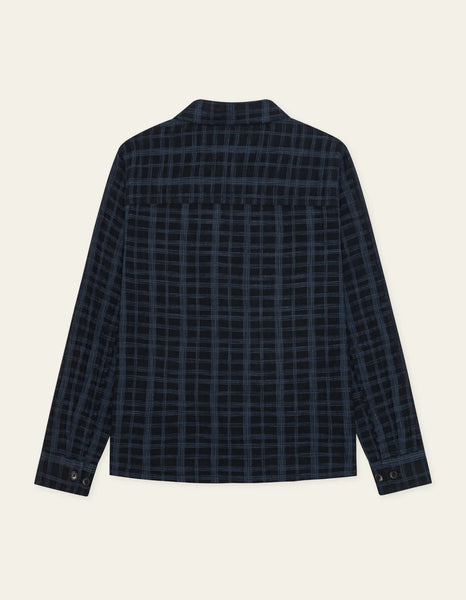 Les Deux Textured Slub Overshirt - Dark Blue Night