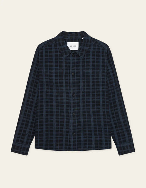 Les Deux Textured Slub Overshirt - Dark Blue Night