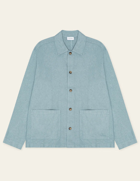 Les Deux Linen Overshirt - Faded Denim Blue