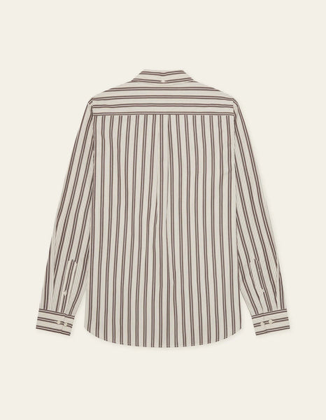 Les Deux Stripe Poplin L/S Shirt - Fudge