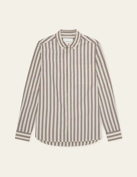 Les Deux Stripe Poplin L/S Shirt - Fudge