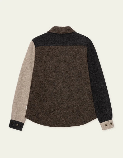Les Deux Colourblock Wool Overshirt - Mole Brown