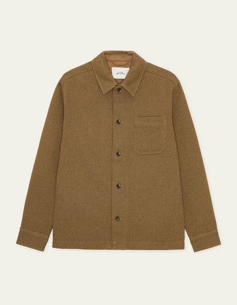 Les Deux Twill Wool Overshirt - Rubber Brown