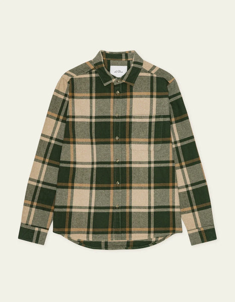 Les Deux L/S Check Flannel Shirt - Rosin Green