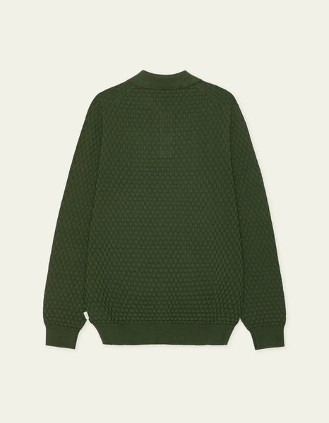 Les Deux Check Structure Knit Polo - Rifle Green