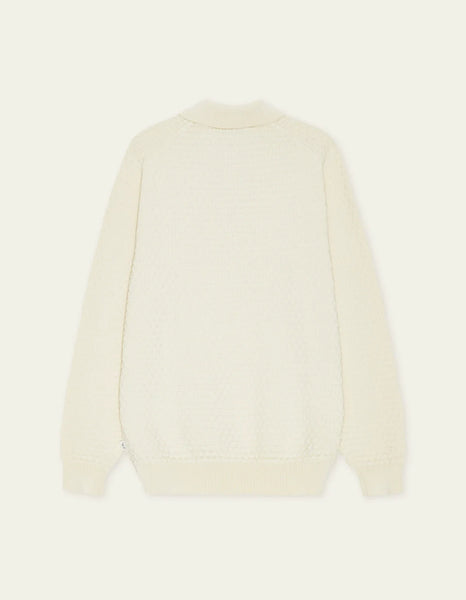 Les Deux Check L/S Structure Knit Polo - Light Ivory