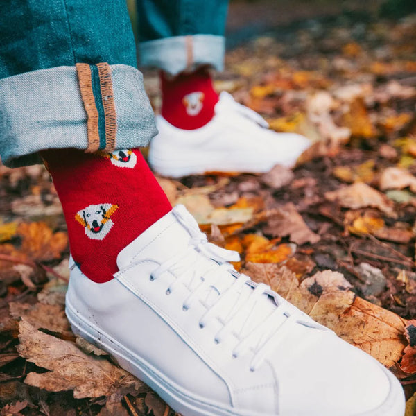 Swole Panda Retriever Socks - Red