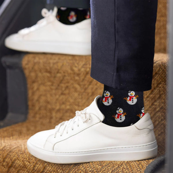 Swole Panda Bamboo Snowman Socks - Navy