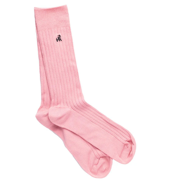 Swole Panda Ribbed Socks - Light Pink