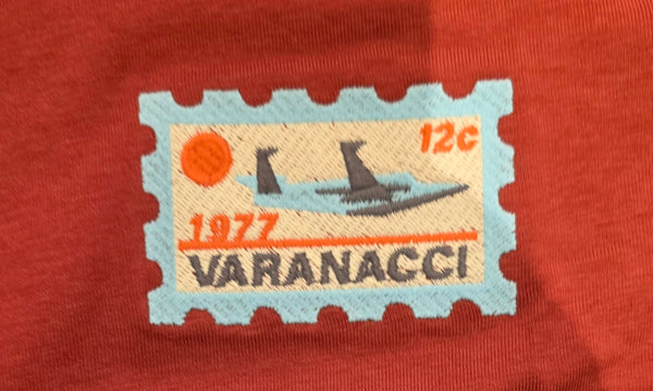 Varanacci Embroidered 1977 Stamp Organic Tee - Earthy Red