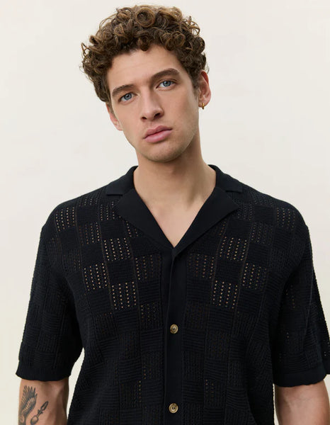Les Deux Squared Knitted S/S Shirt - Black