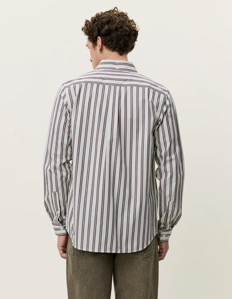 Les Deux Stripe Poplin L/S Shirt - Fudge