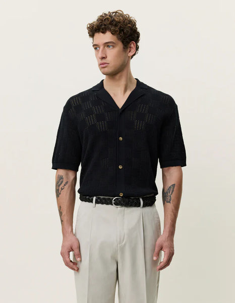Les Deux Squared Knitted S/S Shirt - Black