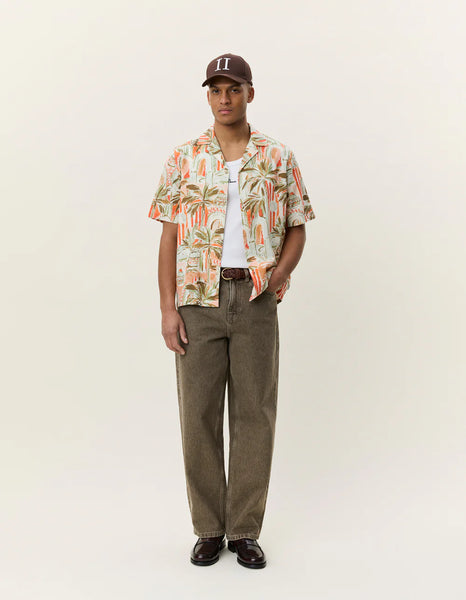 Les Deux Palm AOP S/S Shirt - Raw Sienna Orange