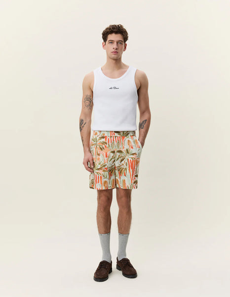 Les Deux Palm AOP Shorts - Raw Sienna Orange