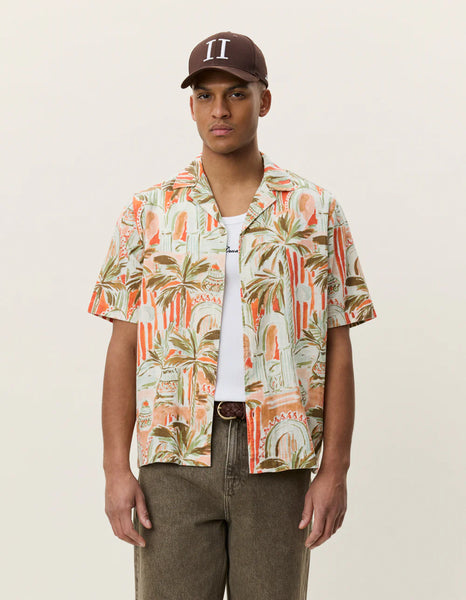 Les Deux Palm AOP S/S Shirt - Raw Sienna Orange